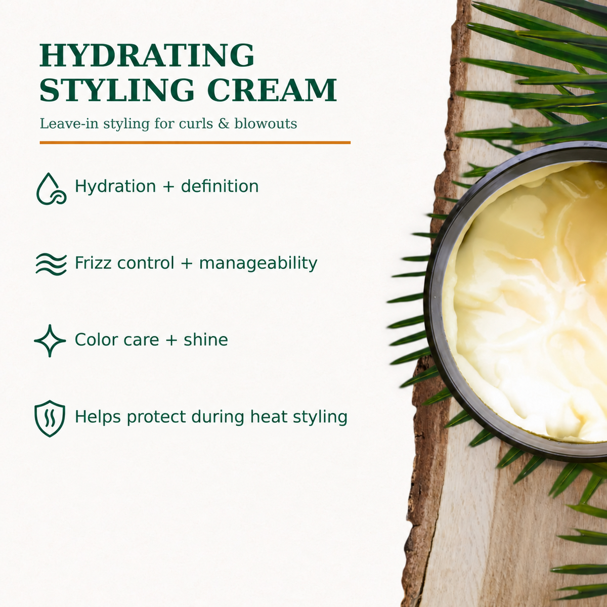 Loba Mane Hydrating Styling Cream: hydration, definition, frizz control, manageability, color care, shine and heat styling protection.